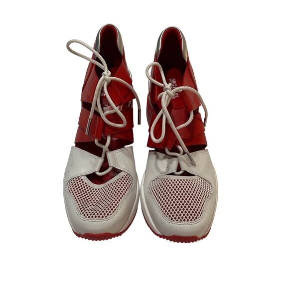 7-96 MICHAEL KORS Collection Beckett Trainer Wedge Runner Red Size 6 - Picture 1 of 8